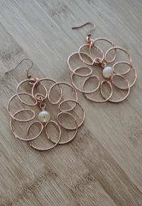 Sacred Geometry Crystal Earrings - Handmade Flower of Life Wire Wrapped Natural Gemstone Jewelry – Image 1