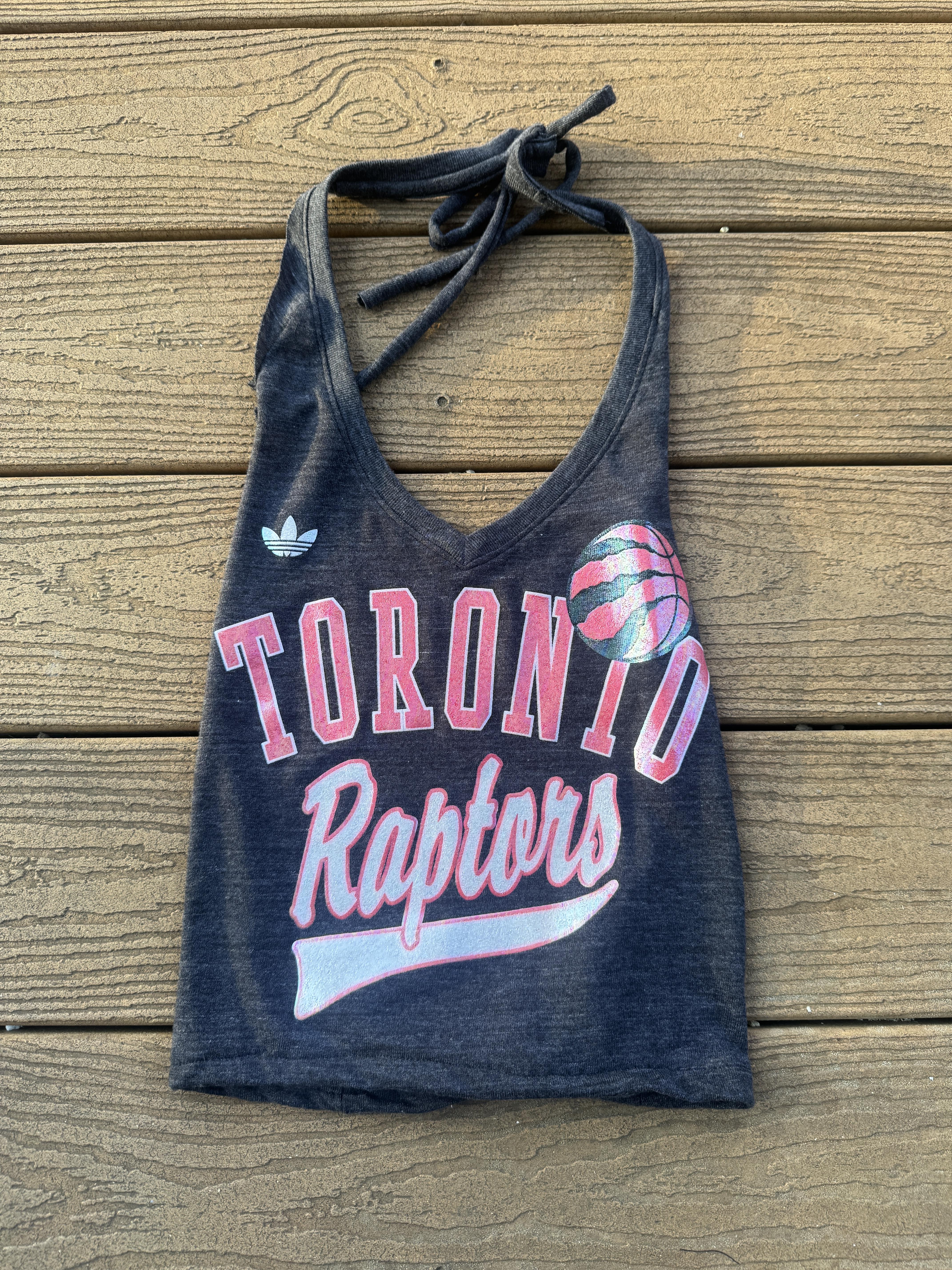  Toronto Raptors Charcoal Vintage Halter Top Small – Image 1