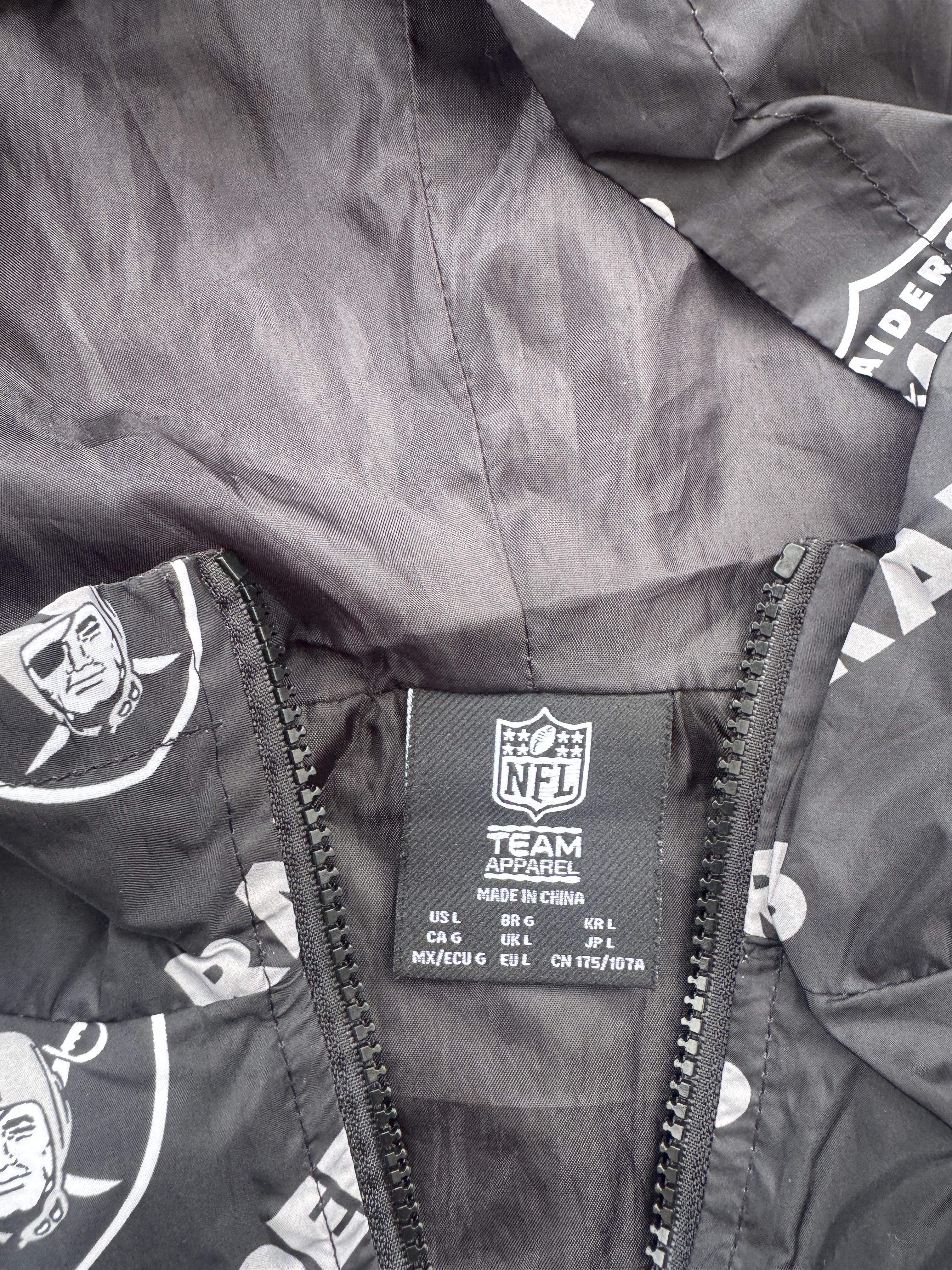 Las Vegas Raiders Windbreaker Cropped All Over Print Vintage Pullover NFL Large – Image 4