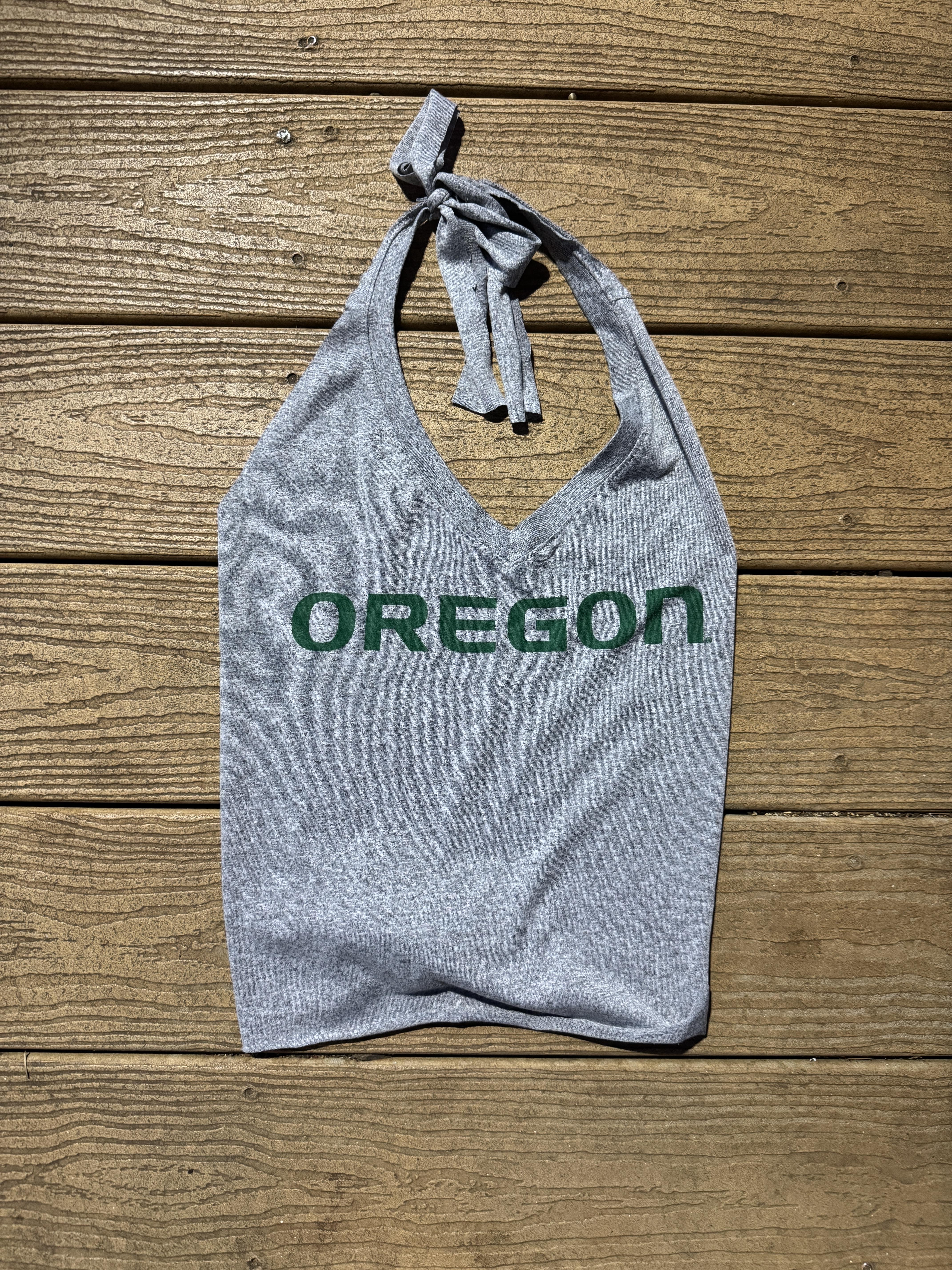 Oregon Ducks  Gray Vintage halter top one size – Image 1