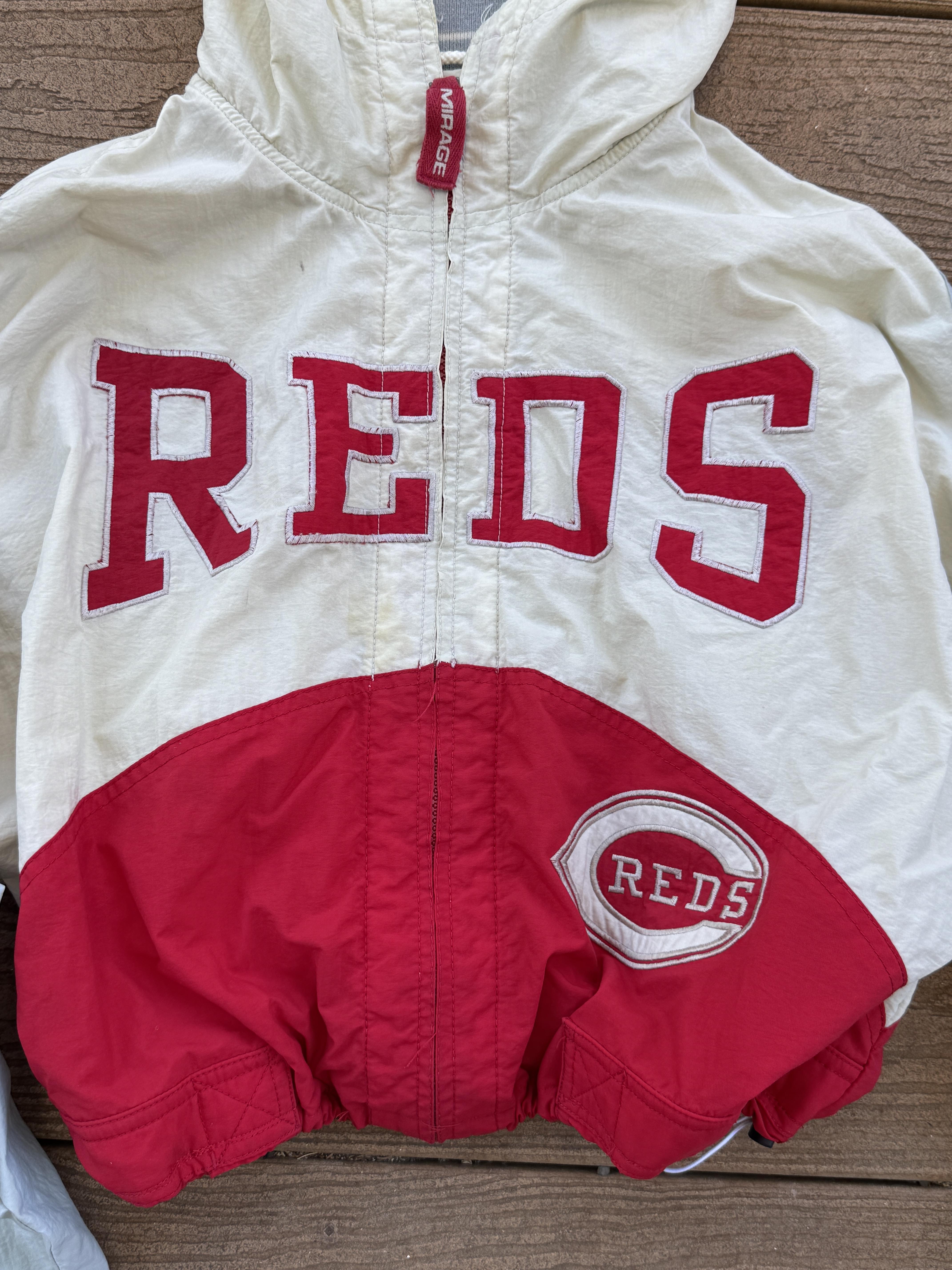 Cincinnatti Reds Vintage Cropped Colorblock Zipped Windbreaker Jacket Large – Image 2