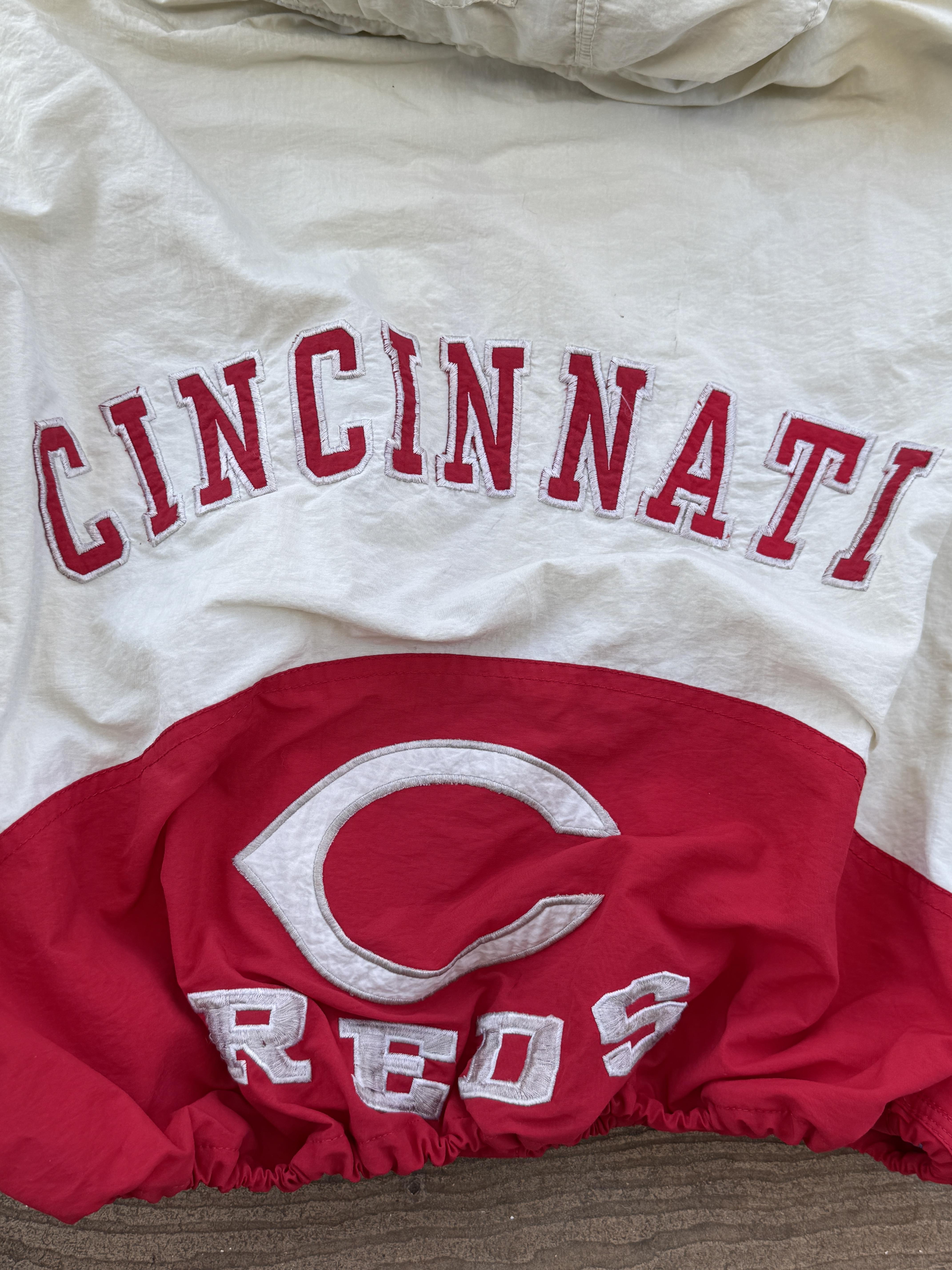 Cincinnatti Reds Vintage Cropped Colorblock Zipped Windbreaker Jacket Large – Image 5