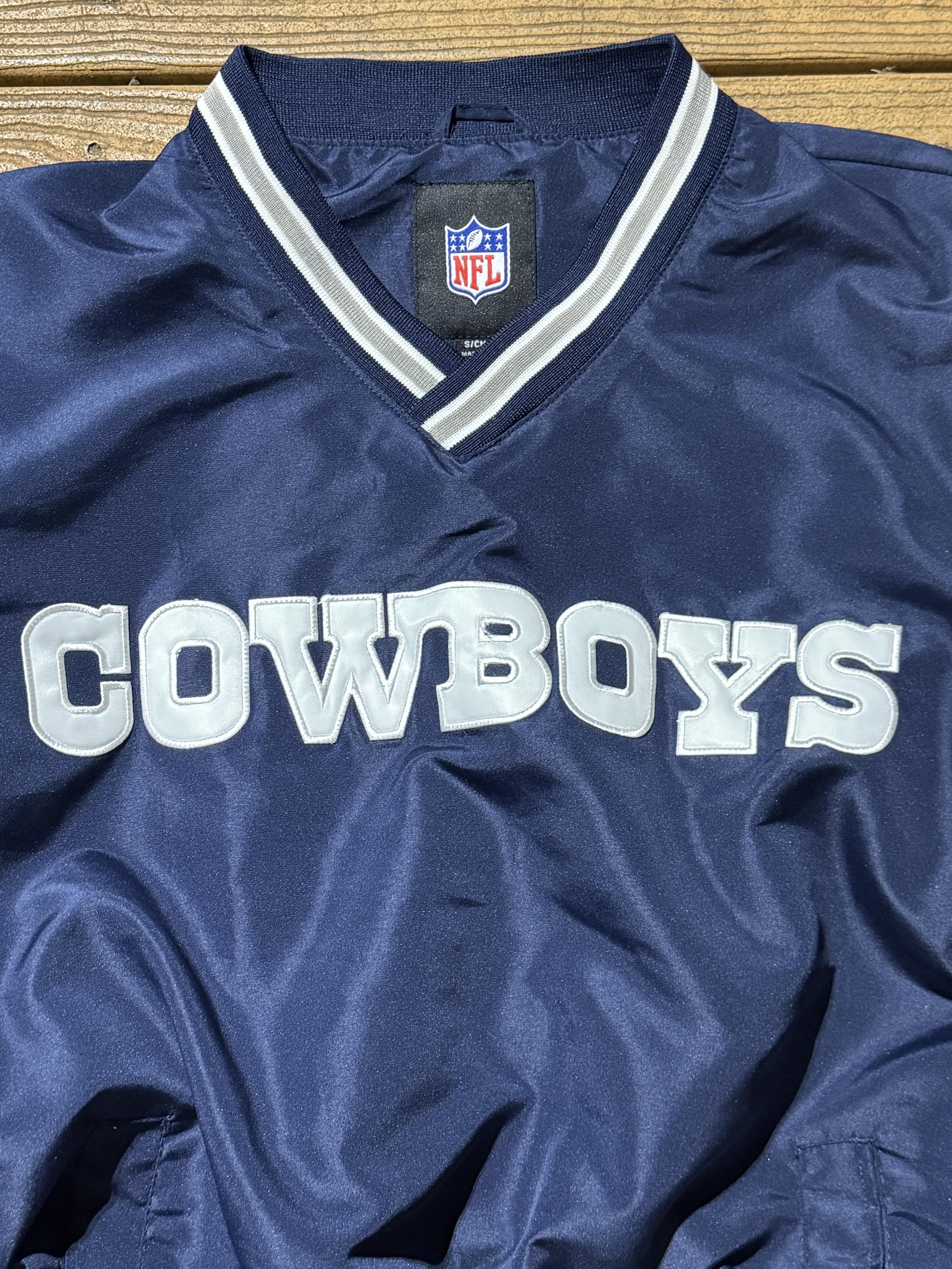 Dallas Cowboys Windbreaker Cropped Navy Vintage Pullover NFL Small – Image 3