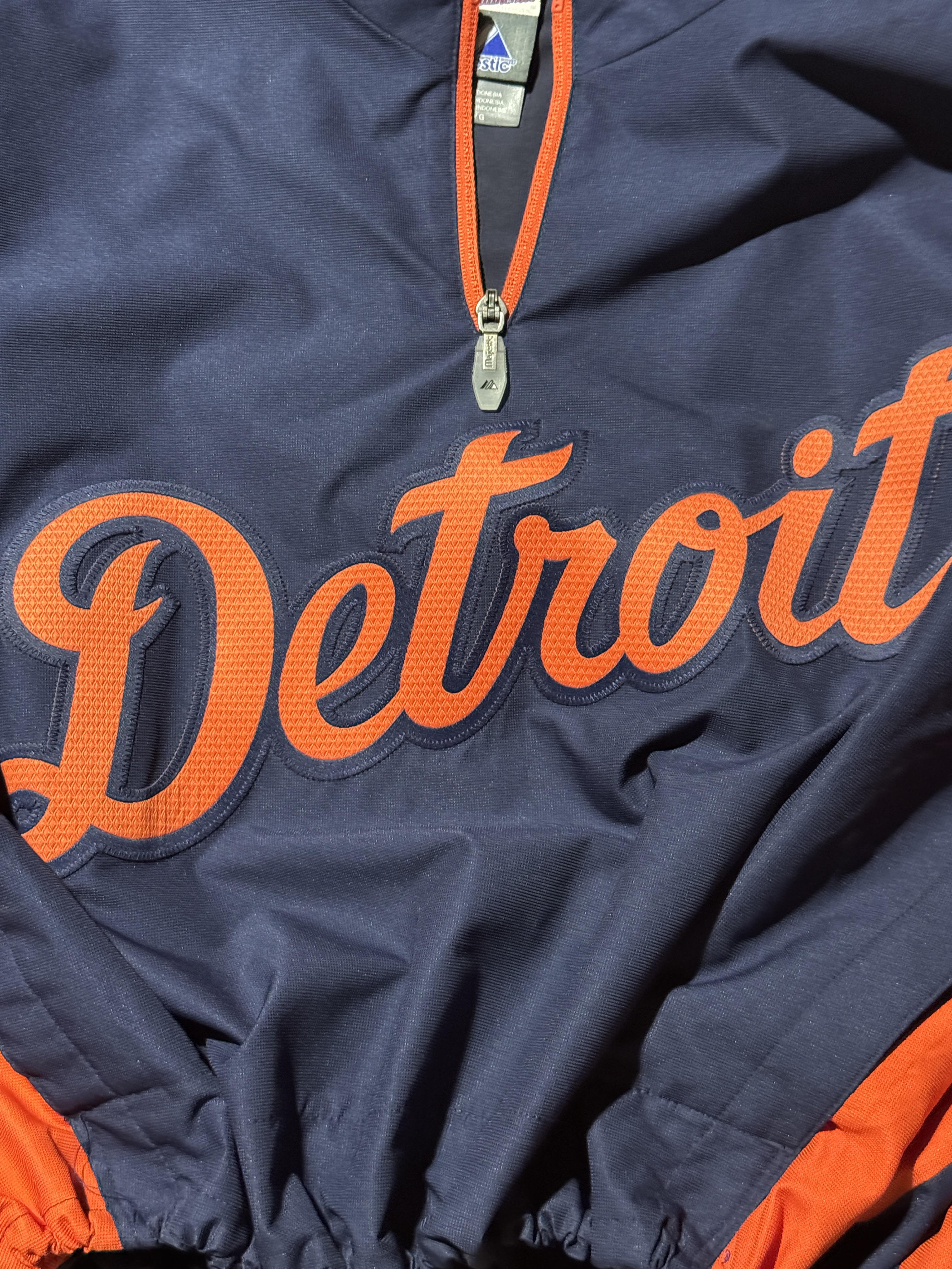 Detroit Tigers Windbreaker Cropped Navy Vintage Pullover MLB Large SOLD OUT – Image 3
