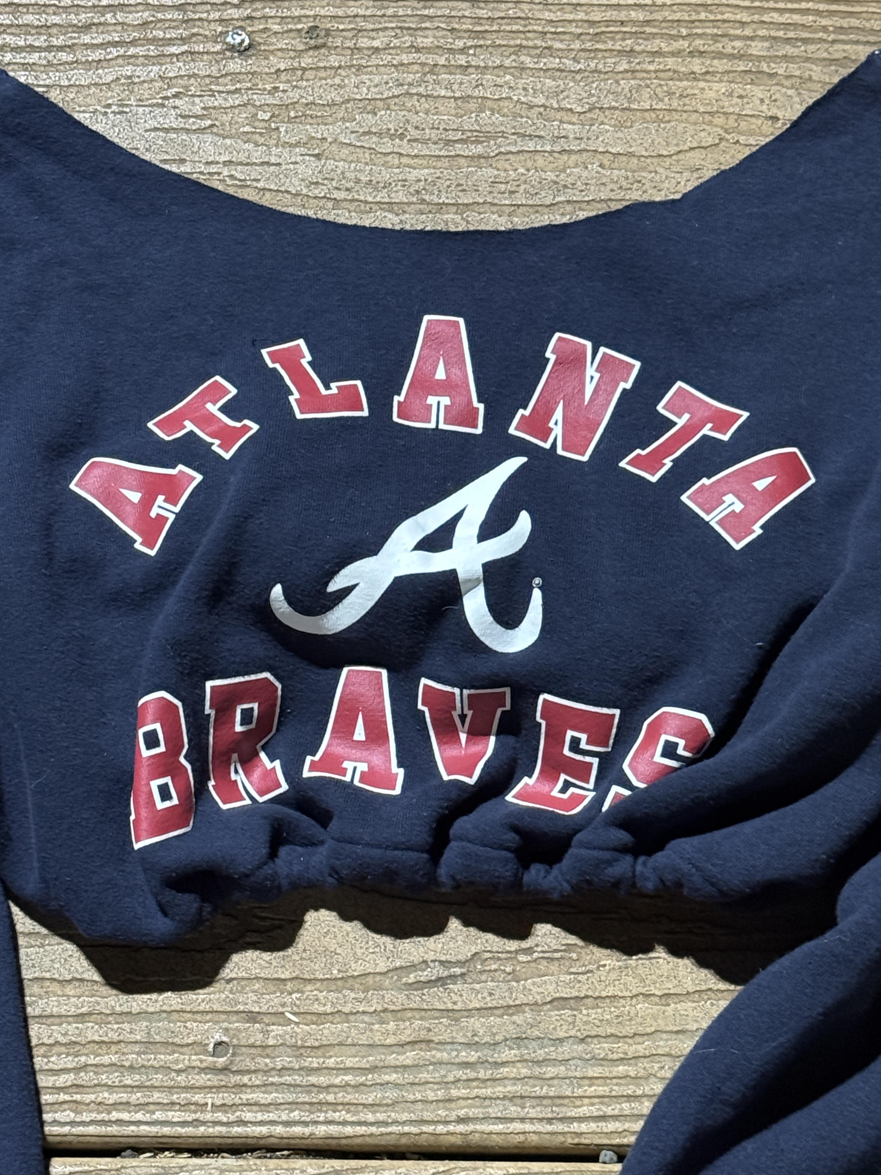 Atlanta Braves Vintage Crop Sweatshirt MLB Small – Image 2