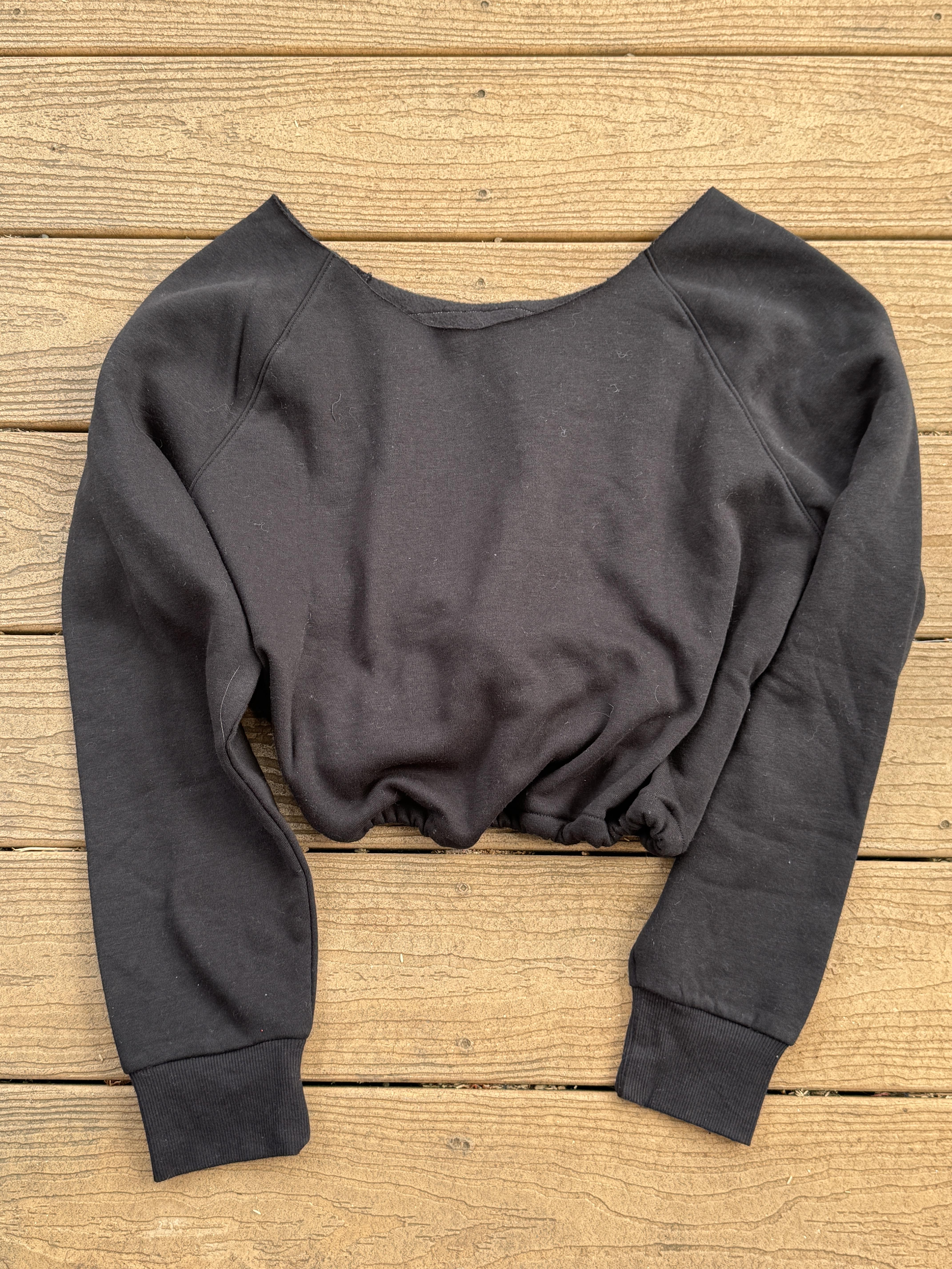 Cincinnatti Reds Black Crop Sweatshirt Vintage MLB One Size  – Image 2