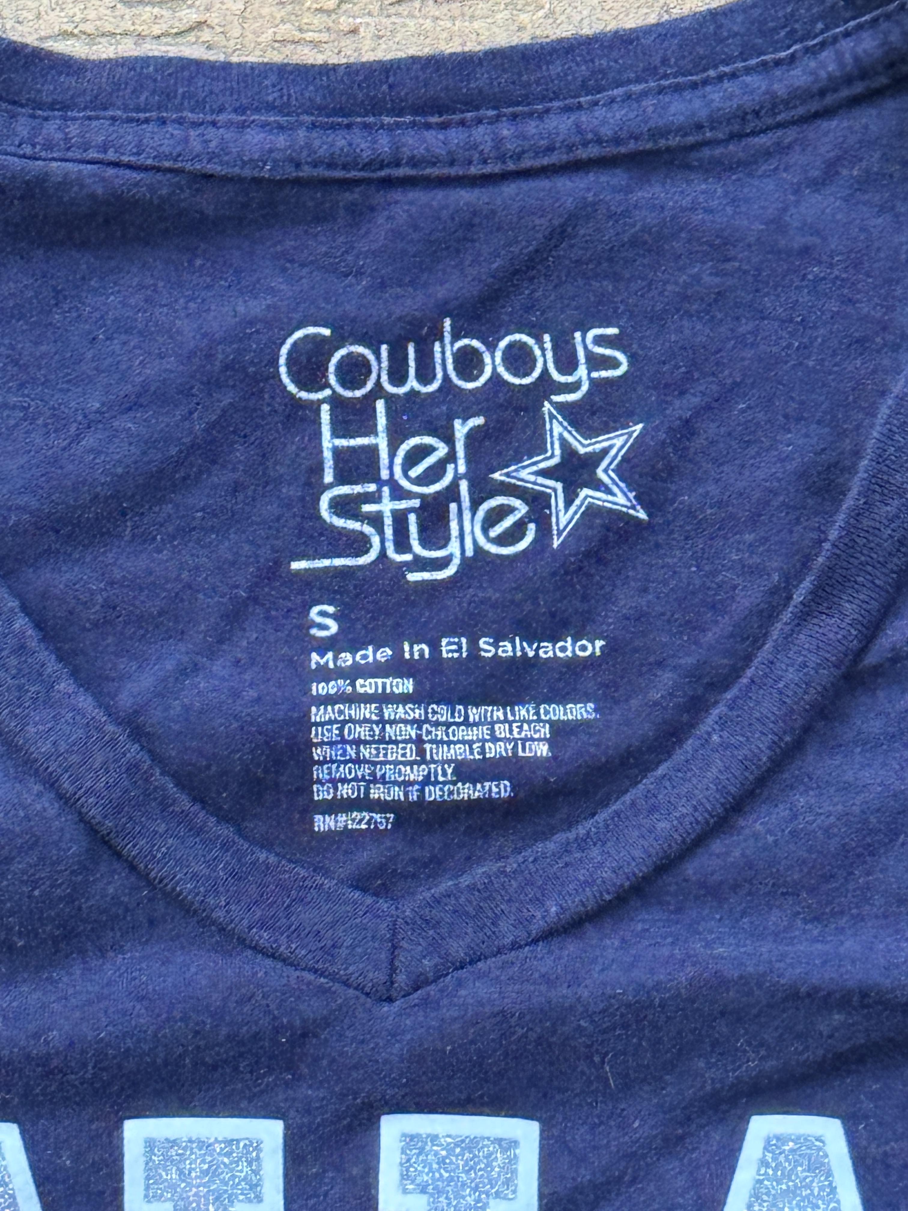 Dallas Cowboys Crop Tee Vintage NFL Small Navy – Image 3