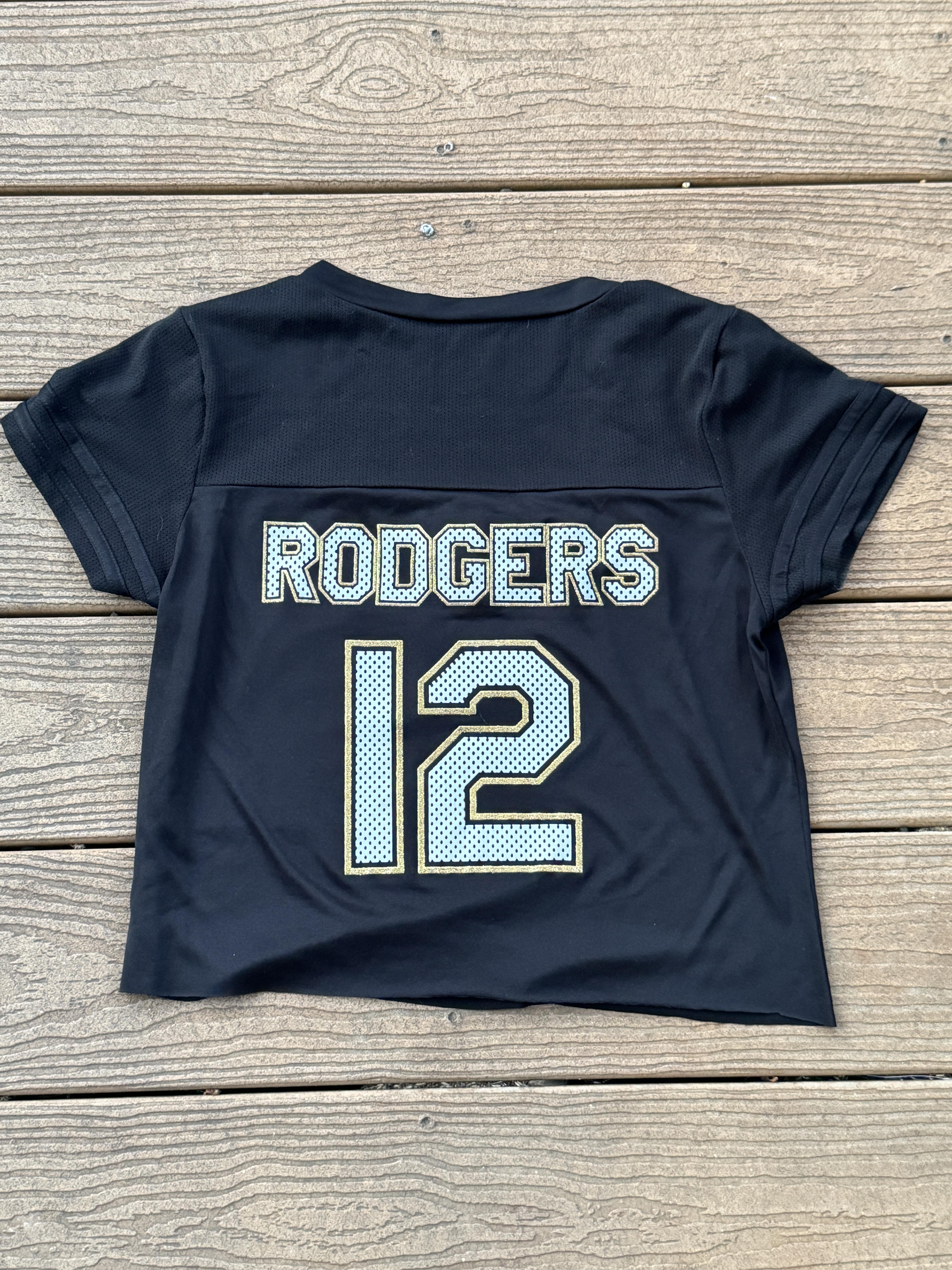 Greenbay Packers Crop Tee Vintage NFL Medium Black  – Image 4