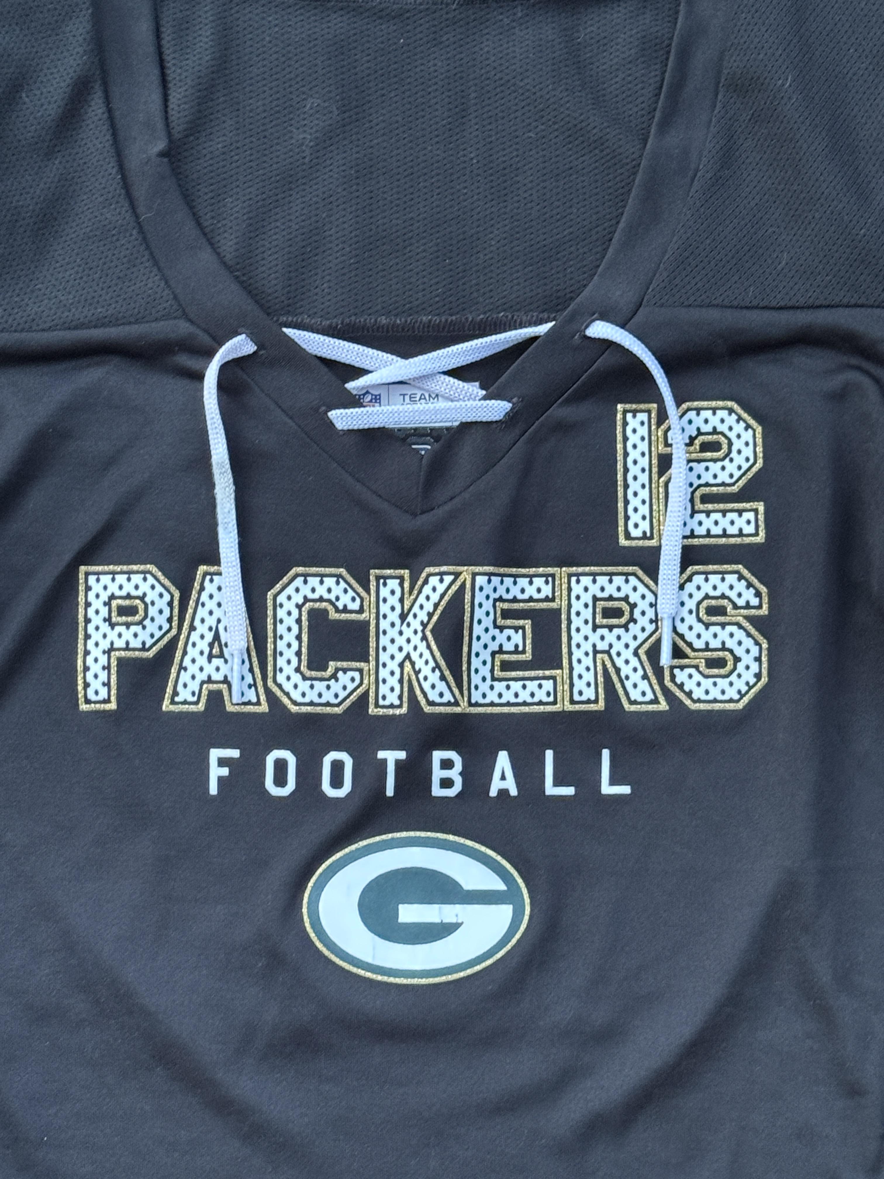 Greenbay Packers Crop Tee Vintage NFL Medium Black  – Image 3