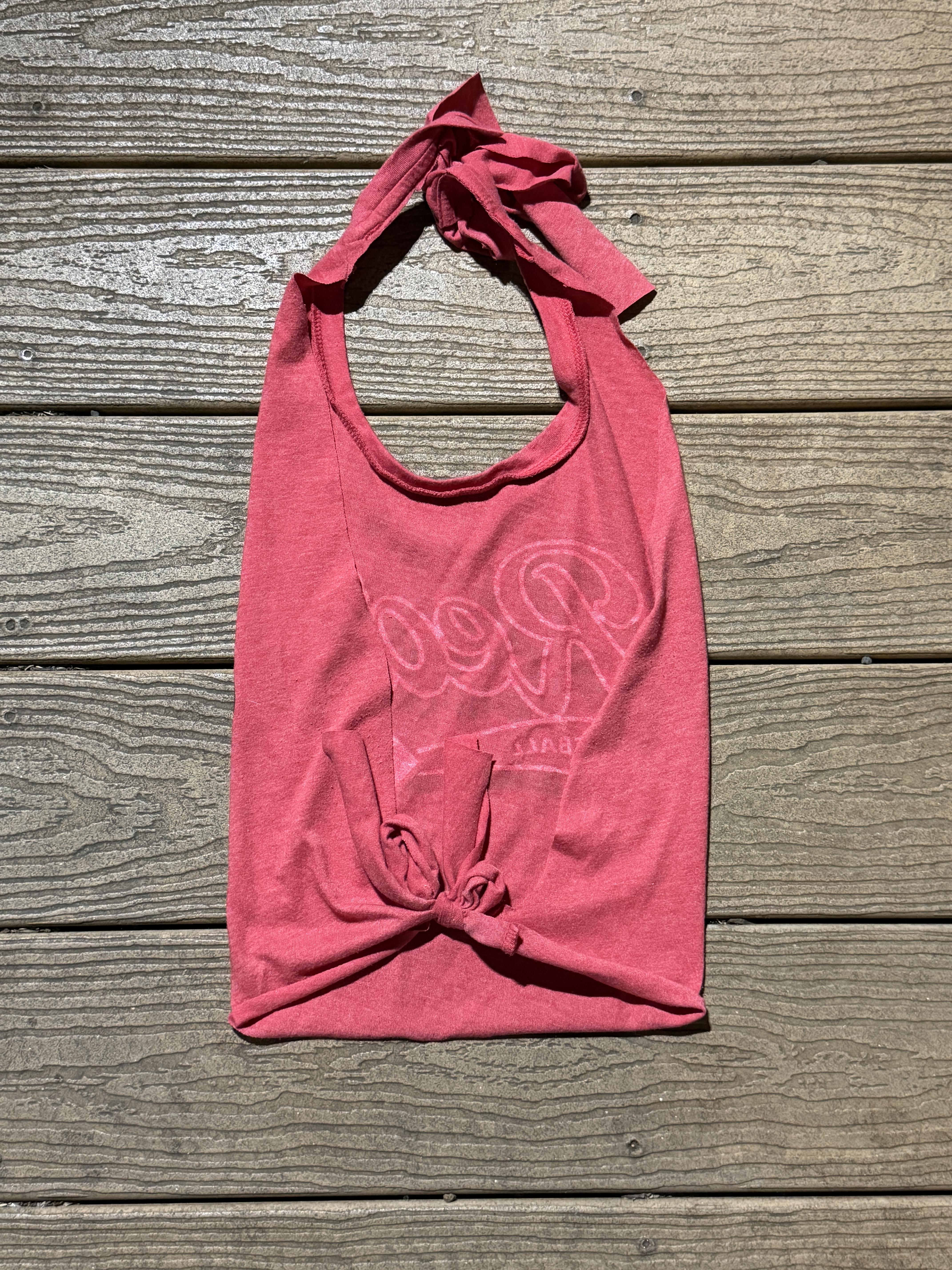 Cincinnati Reds Script Vintage Reworked Red Halter Top One Size – Image 2