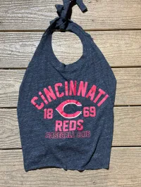 Cincinnati Reds Vintage  Reworked Halter Top OSFM Charcoal – Image 1