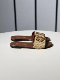 Miu Miu Logo-Patch Raffia Slide Slippers – Image 2