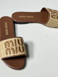 Miu Miu Logo-Patch Raffia Slide Slippers – Image 5