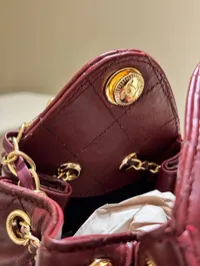 Chanel 25 Small Handbag Burgundy & Gold – Image 6