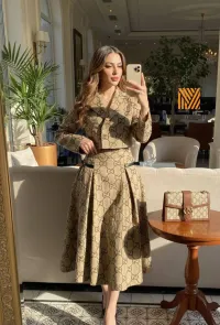 Gucci GG Canvas Jacket & Midi Skirt Set – Image 3