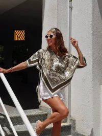 Dior Toile De Jouy Silk Poncho Gold – Image 4