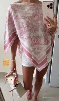 Dior Toile De Jouy Silk Poncho Pink – Image 1