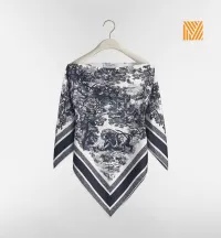 Dior Toile De Jouy Silk Poncho Navy Blue – Image 2