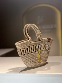 YSL - Raffia Basket Tote Bag – Image 3