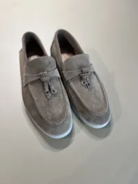 Loro Piana Gray Summer Walk Charm Flats – Image 1