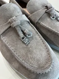 Loro Piana Gray Summer Walk Charm Flats – Image 5