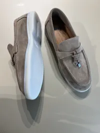 Loro Piana Gray Summer Walk Charm Flats – Image 7