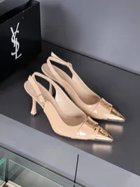 YSL Beige Babylone Slingback Pumps – Image 1