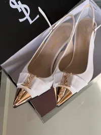 YSL White Babylone Slingback Pumps – Image 3
