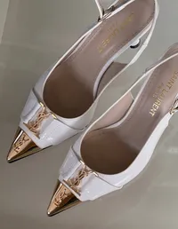 YSL White Babylone Slingback Pumps – Image 2