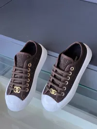 Chanel Tweed Brown Sneakers – Image 3