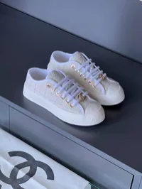 Chanel Tweed Off White Sneakers – Image 1