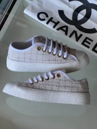 Chanel Tweed Off White Sneakers – Image 3