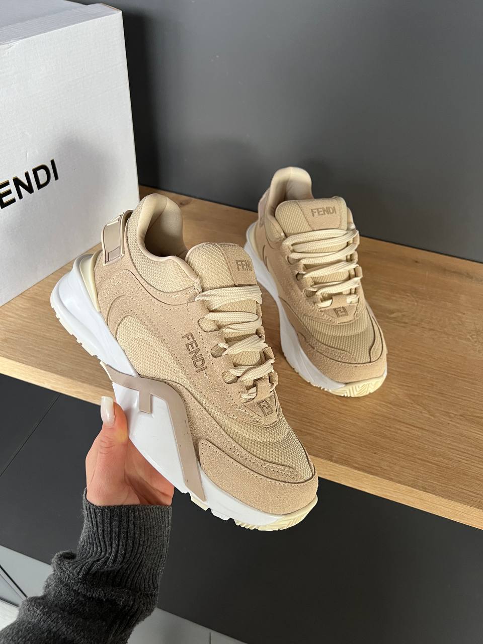 Fendi Flow Beige Sneakers – Image 3