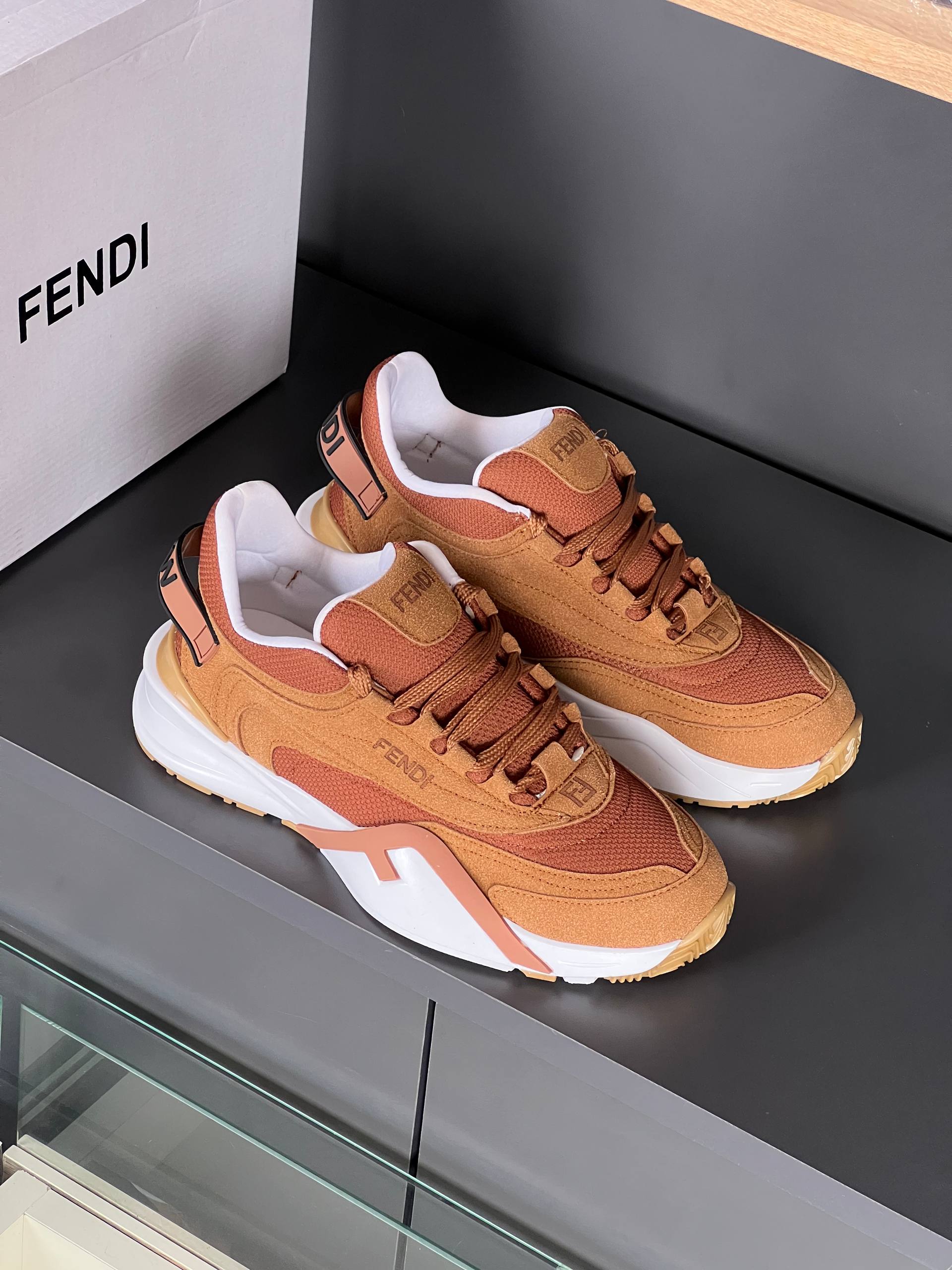 Fendi Flow Tobacco Brown Sneakers – Image 2
