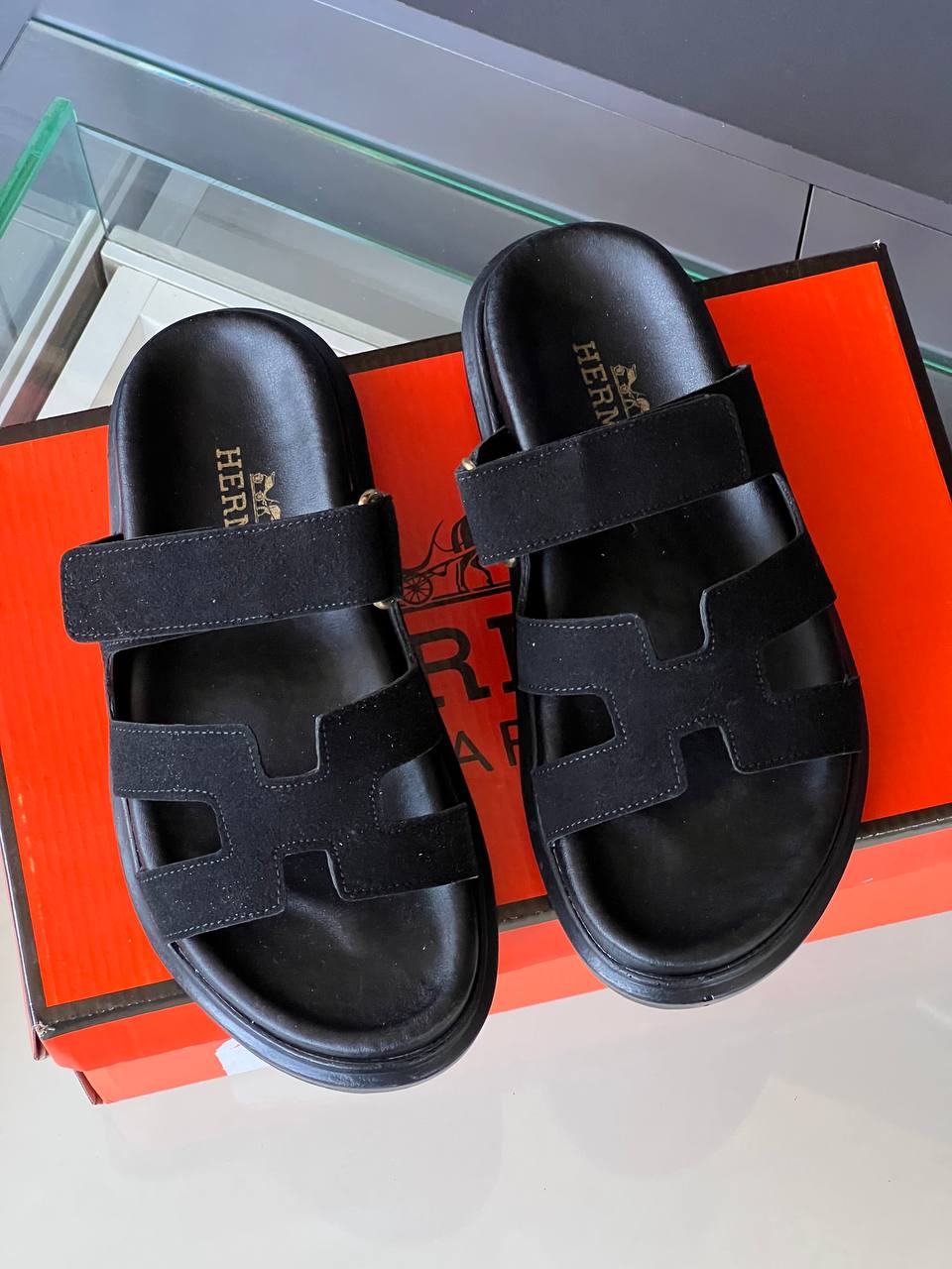 Hermes Chypre Black Sandals – Image 3