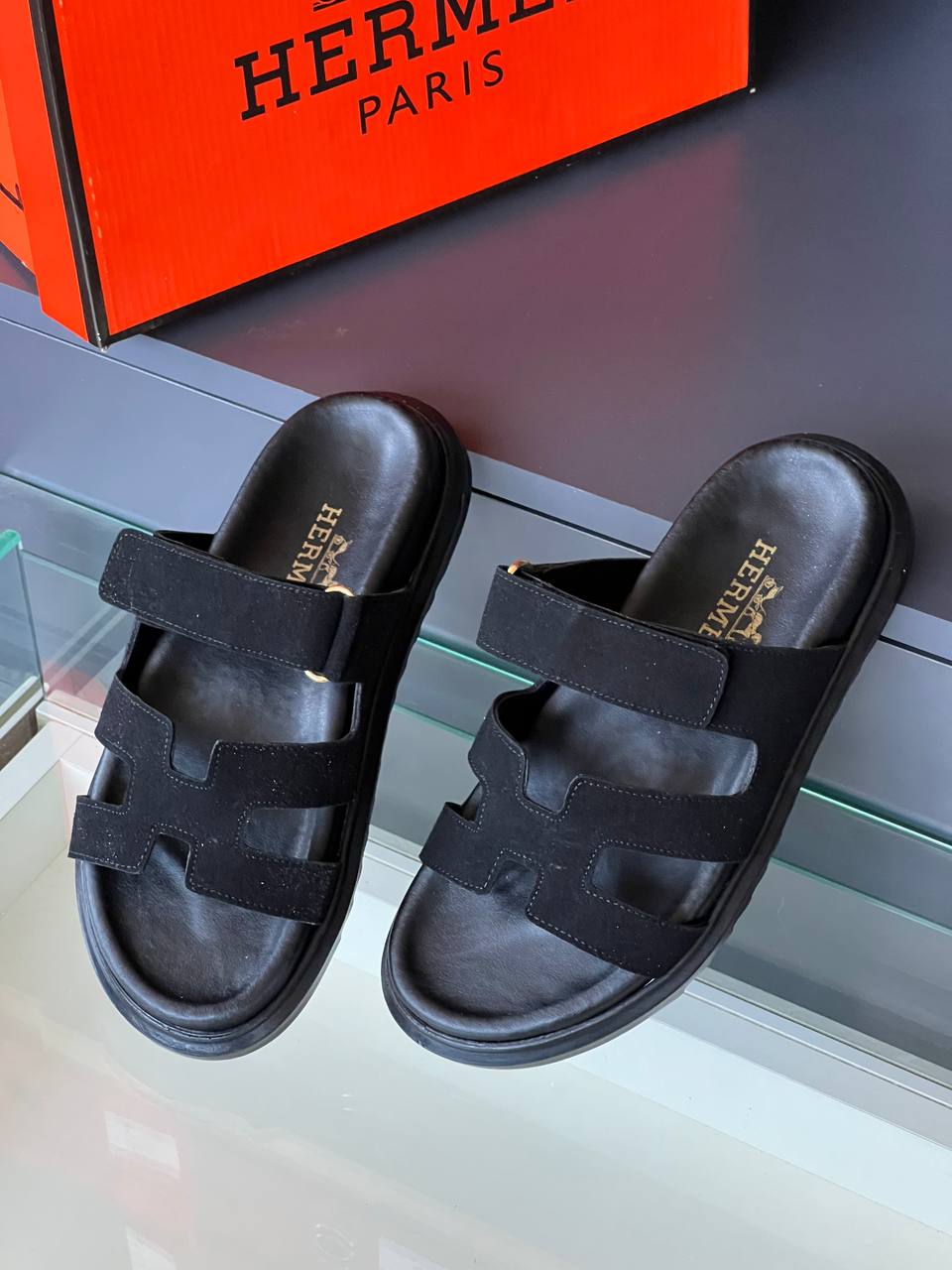 Hermes Chypre Black Sandals – Image 2