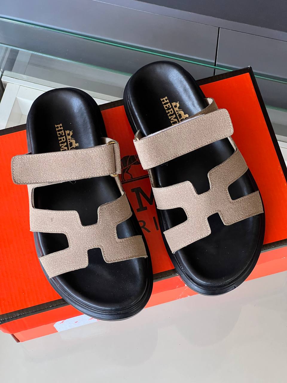 Hermes Chypre Beige Sandals – Image 2