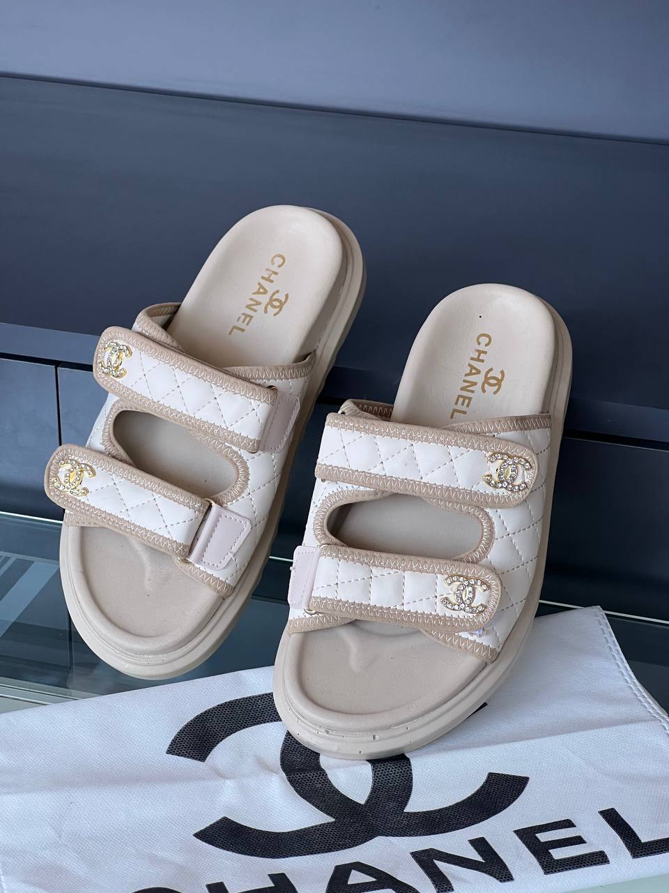 Chanel Dad Off White Sandals – Image 2