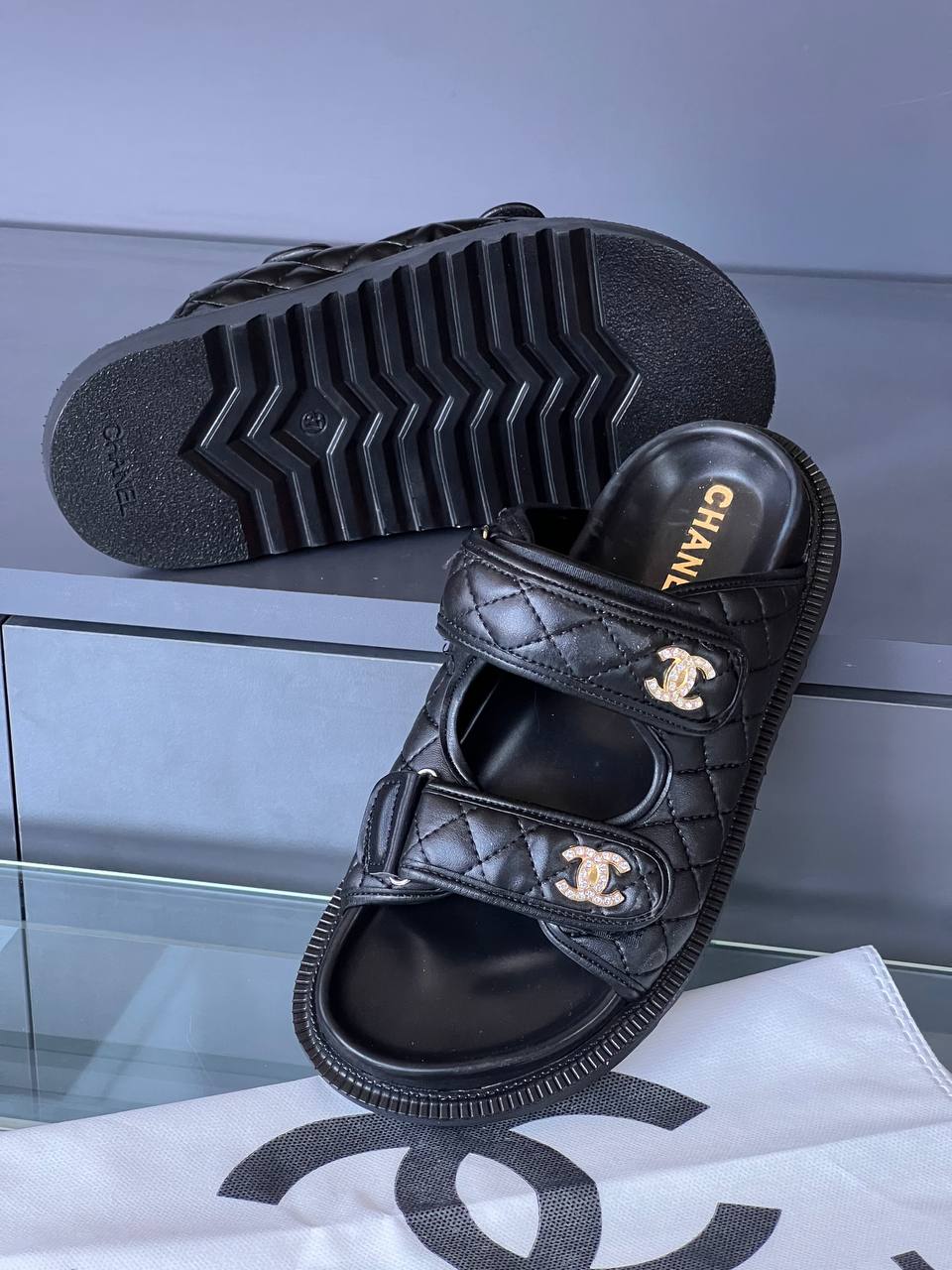 Chanel Dad Black Sandals – Image 2