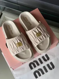 Miu Miu Matelasse Nappa Slippers  – Image 2