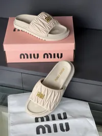 Miu Miu Matelasse Nappa Slippers  – Image 4