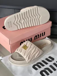 Miu Miu Matelasse Nappa Slippers  – Image 3