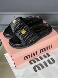 Miu Miu Matelasse Nappa Slippers  – Image 9