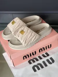 Miu Miu Matelasse Nappa Slippers  – Image 5