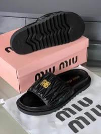 Miu Miu Matelasse Nappa Slippers  – Image 11