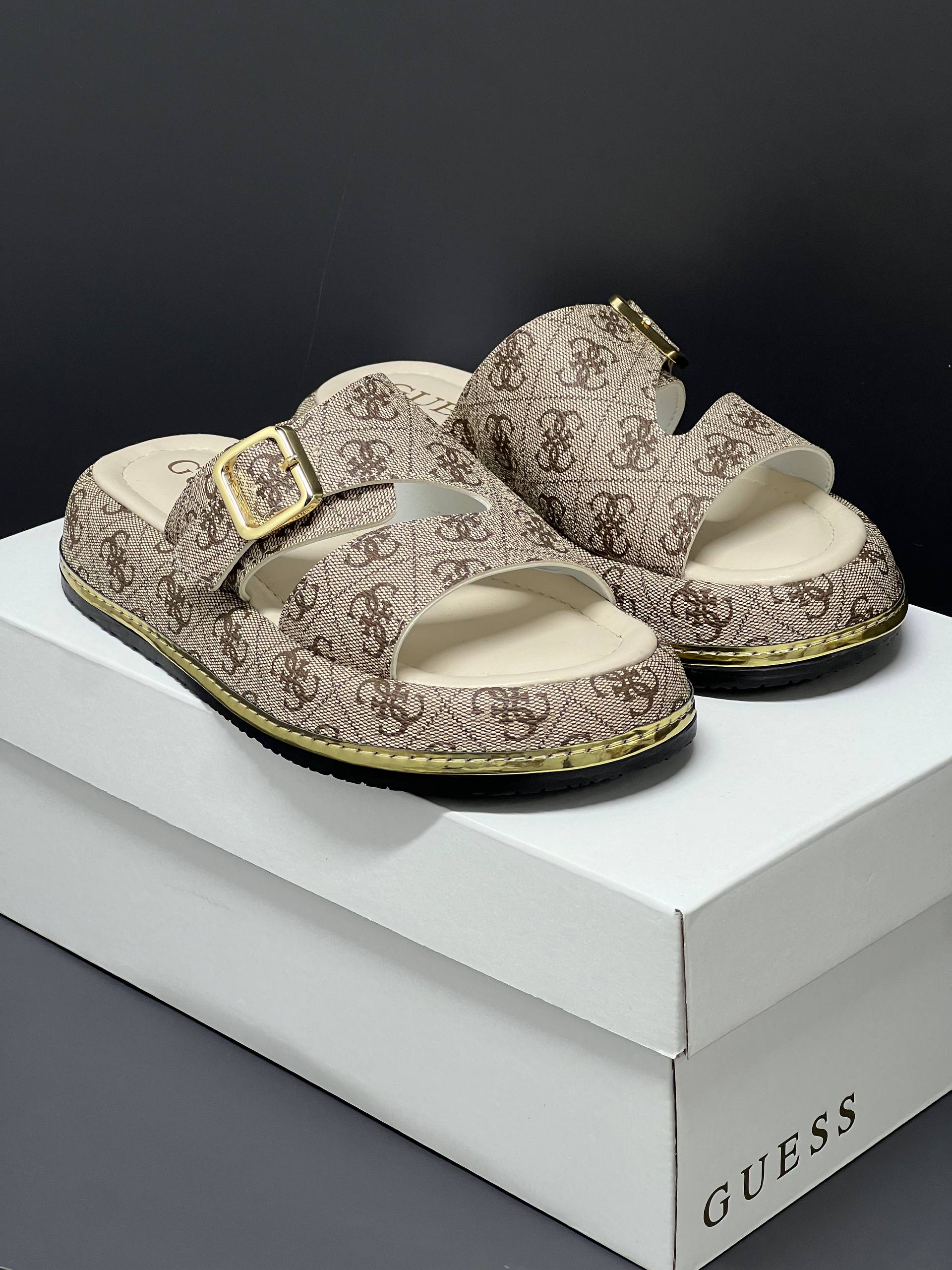 Guess Leather Beige Slippers – Image 4