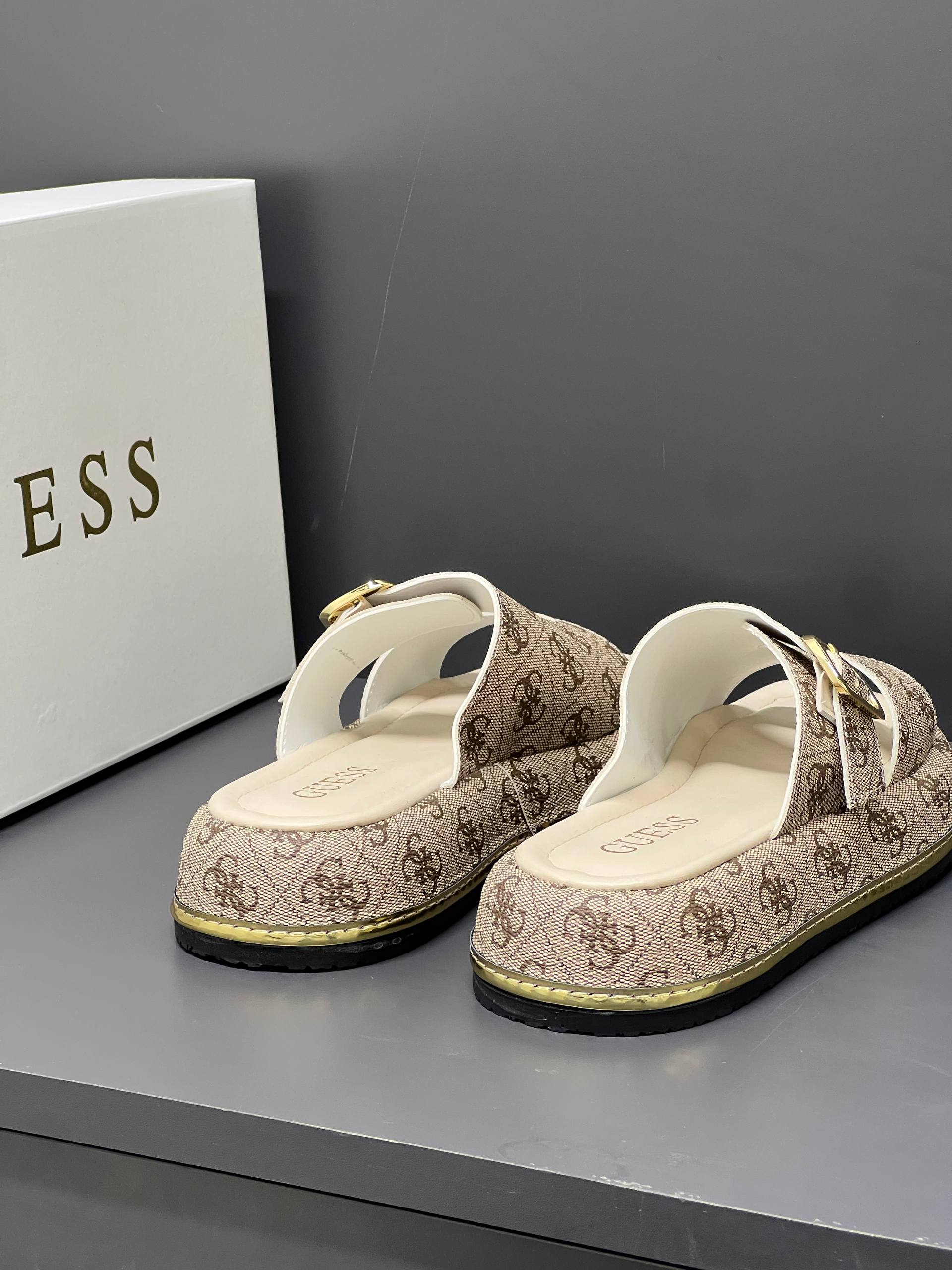 Guess Leather Beige Slippers – Image 6