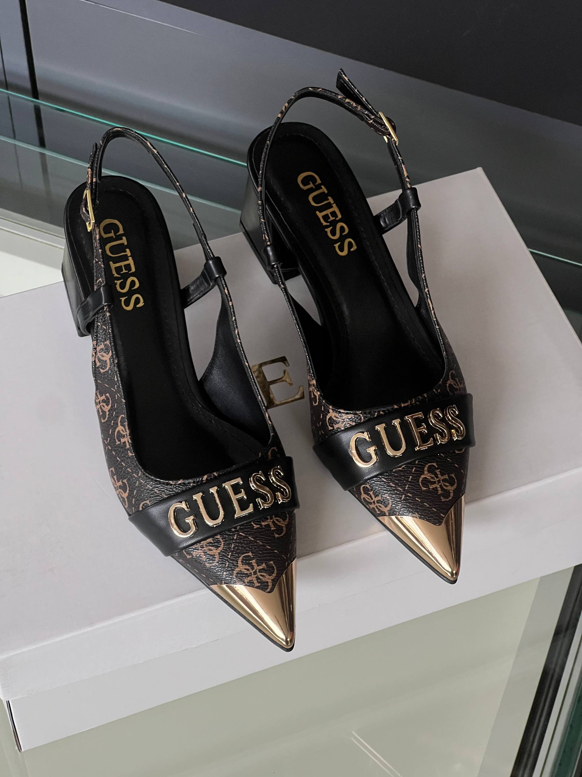 Guess Slingback Brown Block Heels – Image 2