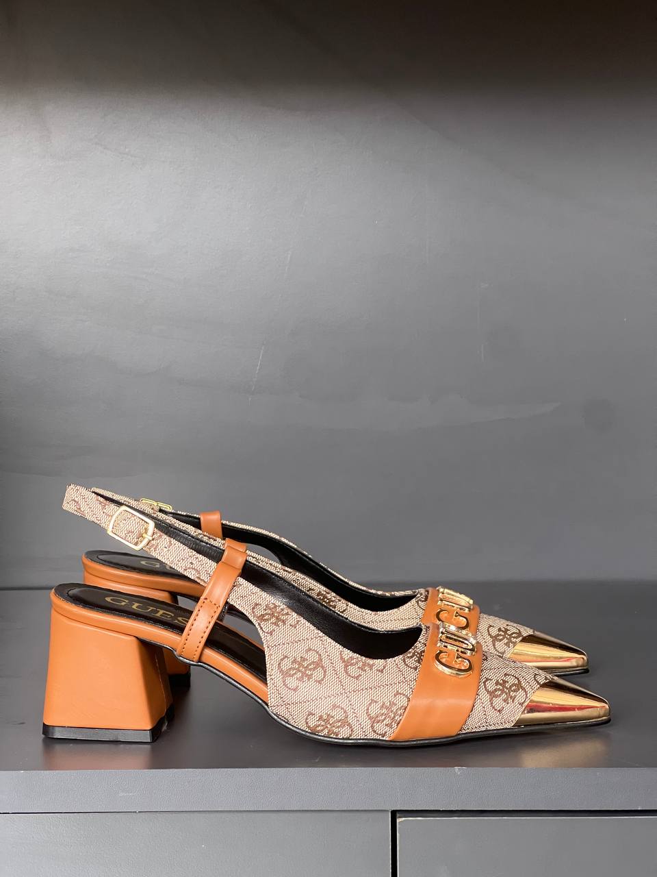 Guess Slingback Camel Block Heels – Image 4