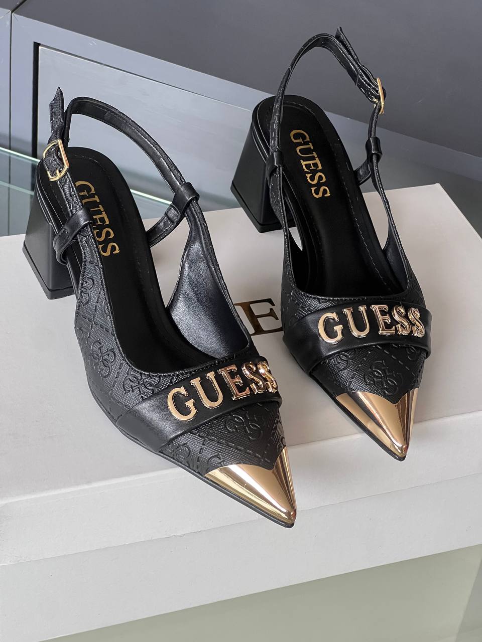 Guess Slingback Black Block Heels – Image 3